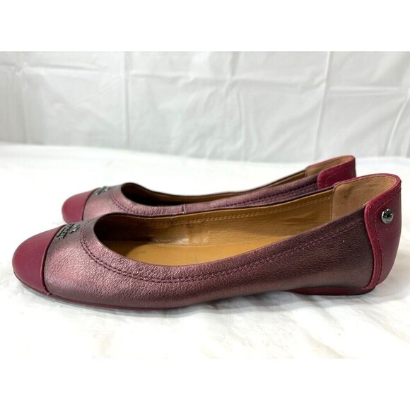 Coach Chelsea Black Cherry Metallic Leather Ballet Flats Size 5.5B - Picture 4 of 13